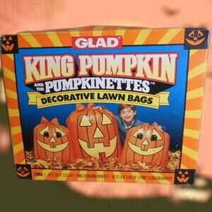 Vintage 1991 Glad Halloween King Pumpkin & Pumpkinettes Lawn Leaf Bags Lot